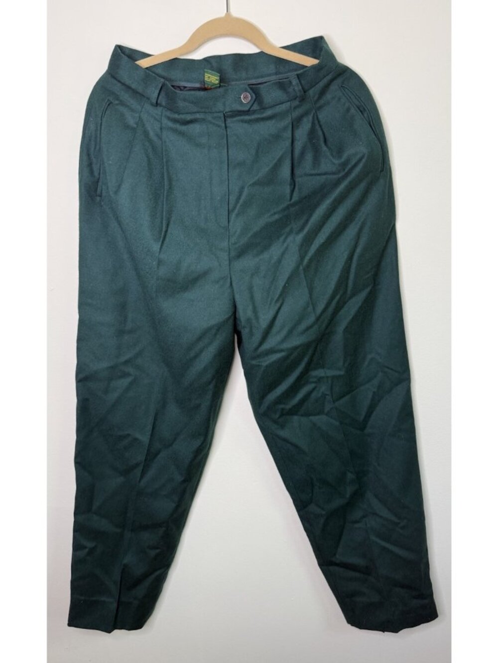 Vintage 90s Wool Pleated Pants Green Professional Clean Girl
